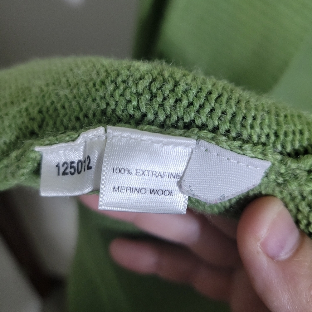 At Studio Soft Green 100% Extrafine Merino Wool Open Front Tie Cardigan, Size M - Picture 5 of 5